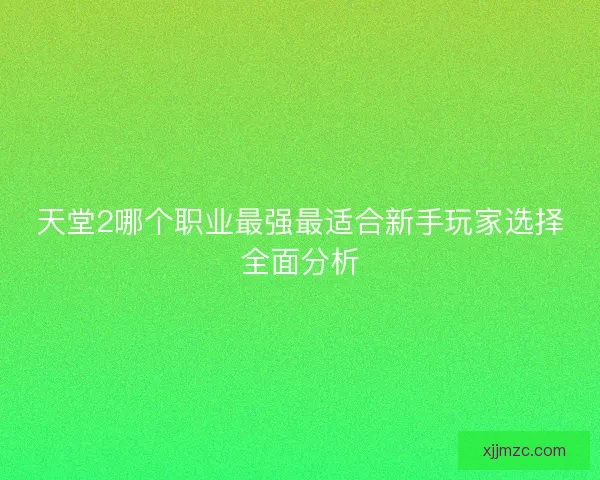 天堂2哪个职业最强最适合新手玩家选择全面分析