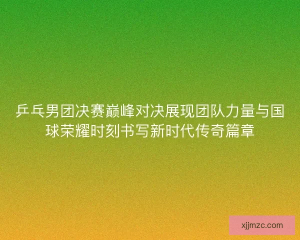 乒乓男团决赛巅峰对决展现团队力量与国球荣耀时刻书写新时代传奇篇章
