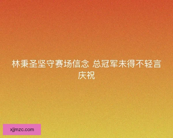 林秉圣坚守赛场信念 总冠军未得不轻言庆祝